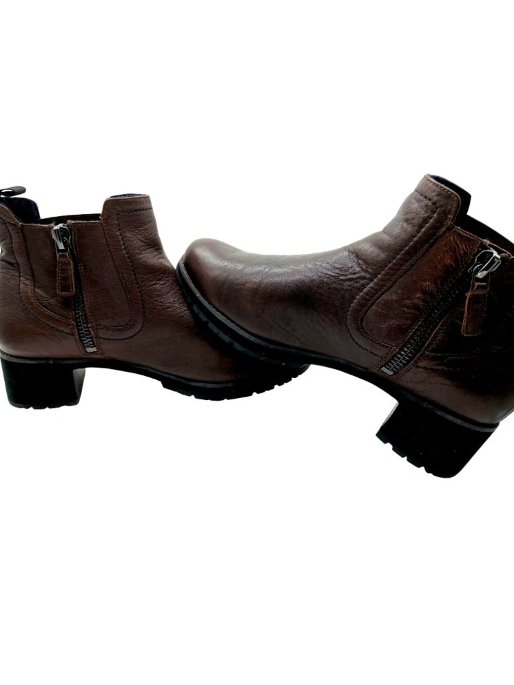 Munro Womens Brown Leather Darcy Ankle Boots Size 10 W Wide Side Elastic Heeled - Picture 12 of 14